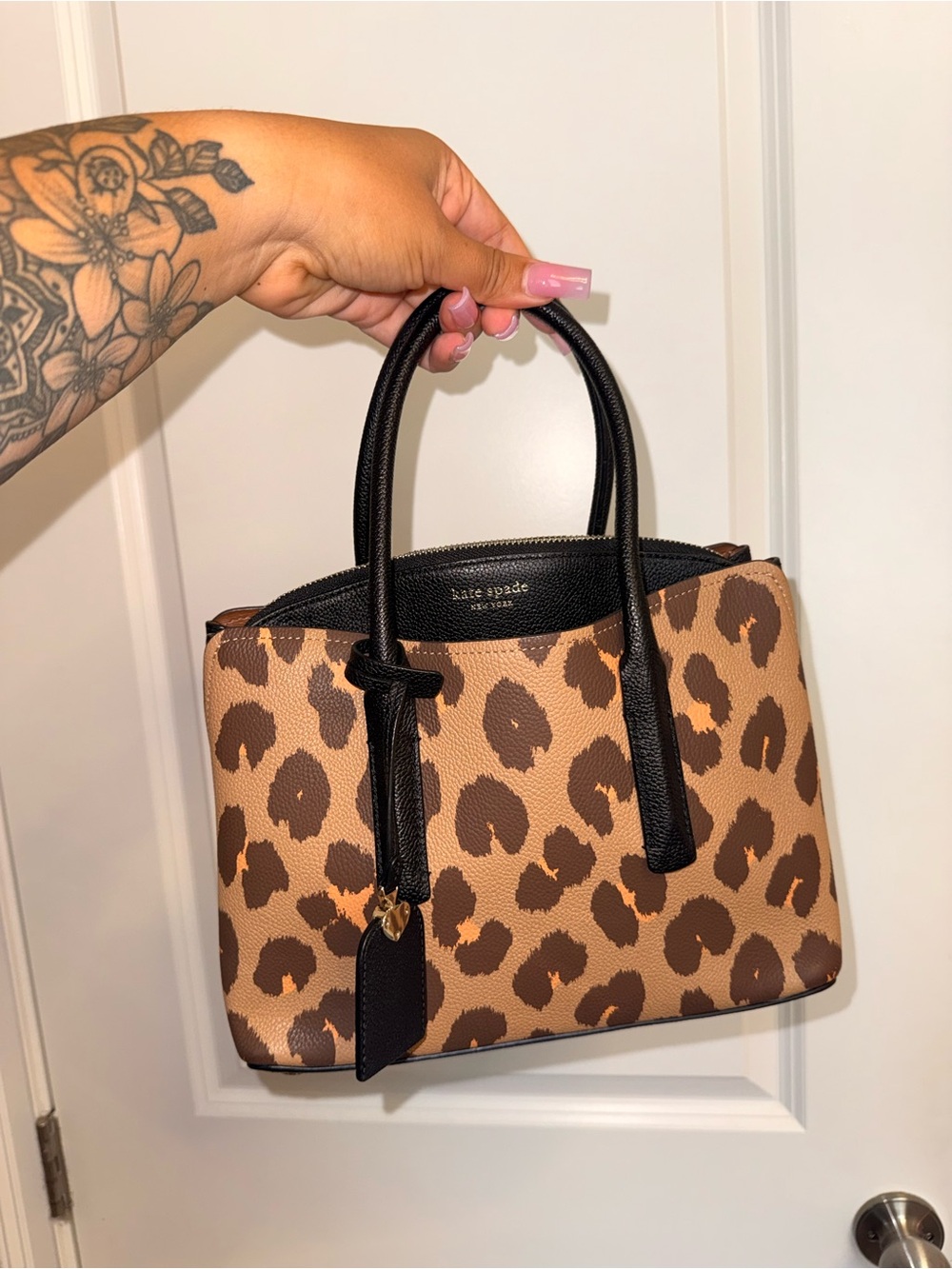 Kate Spade Tan and Black Leopard Satchel
